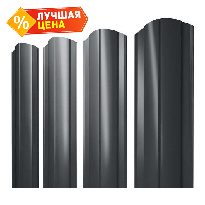 Штакетник Круглый фигурный Grand Line 0,5 Rooftop Matte RAL7016 Антрацитово-Серый