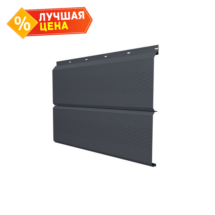 Софит ЭкоБрус с перфорацией 0,345 Grand Line 0,45 Drap ST RAL7024 мокрый асфальт