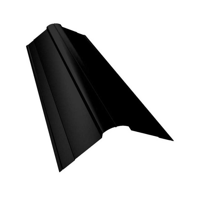 Планка ендовы верхней Grand Line фигурной 100x100 0,5 GreenCoat Pural BT, matt RR 33 черный (RAL 9005 черный) - фото №1