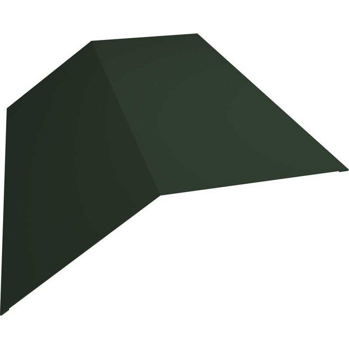 Планка конька плоского 190х190 0,5 GreenCoat Pural BT с пленкой RR 11 темно-зеленый (RAL 6020 хромовая зелень) - фото №1