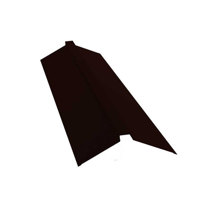 Планка конька плоского 150х40х150 0,5 GreenCoat Pural BT с пленкой RR 32 темно-коричневый (RAL 8019 серо-коричневый) - фото №1